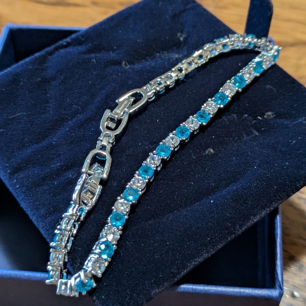 Swarovski Silver and Blue Tennis Deluxe Bracelet NEW!
